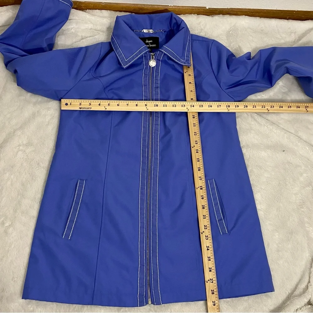 dennis basso Royal Blue Hooded Rain Jacket